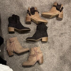 Women’s Ankle Boots in Black and Tan - Stylish Block Heel Booties